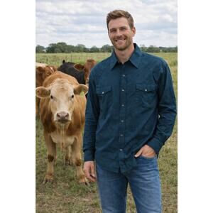 Panhandle Western Shirt Mens XXL Teal Pearl Snap L/S